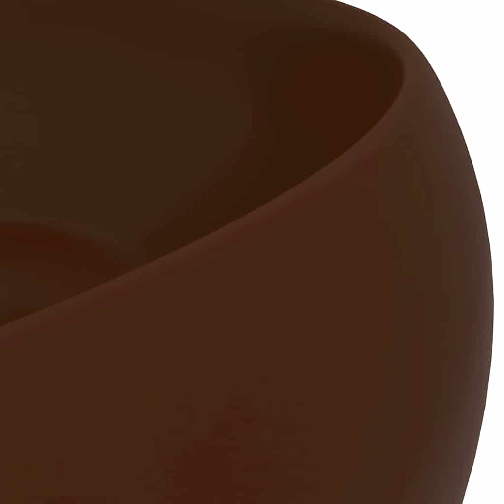 147006 vidaXL Luxury Wash Basin Round Matt Dark Brown 40x15 cm Ceramic