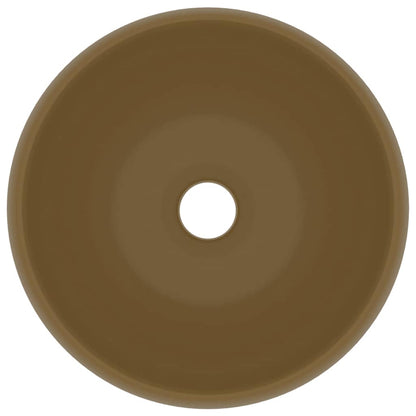 vidaXL Luxury Wash Basin Round Matt Cream 40x15 cm Ceramic