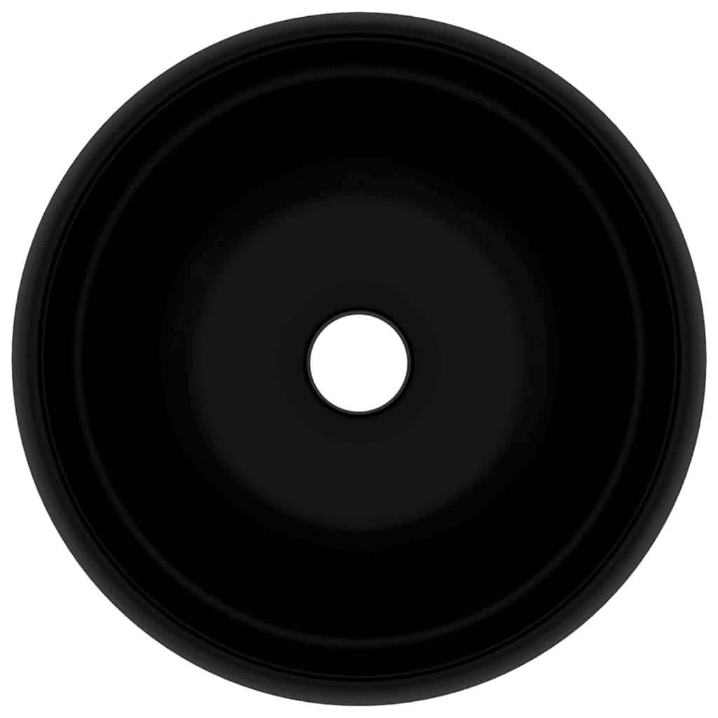 vidaXL Luxury Wash Basin Round Matt Black 40x15 cm Ceramic