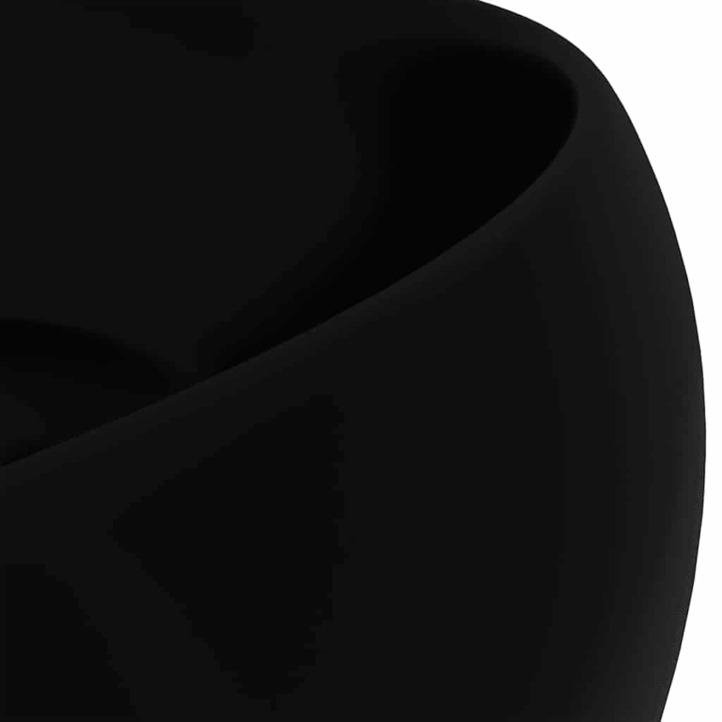 vidaXL Luxury Wash Basin Round Matt Black 40x15 cm Ceramic