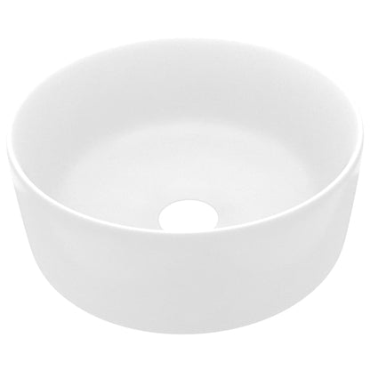 vidaXL Luxury Wash Basin Round Matt White 40x15 cm Ceramic