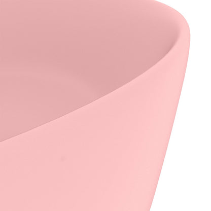 147010 vidaXL Luxury Wash Basin Round Matt Pink 40x15 cm Ceramic