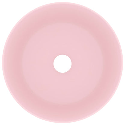 vidaXL Luxury Wash Basin Round Matt Pink 40x15 cm Ceramic