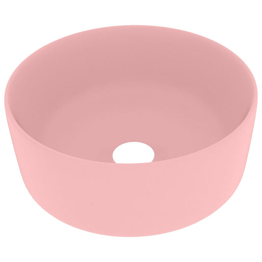 147010 vidaXL Luxury Wash Basin Round Matt Pink 40x15 cm Ceramic
