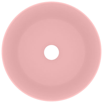 147010 vidaXL Luxury Wash Basin Round Matt Pink 40x15 cm Ceramic