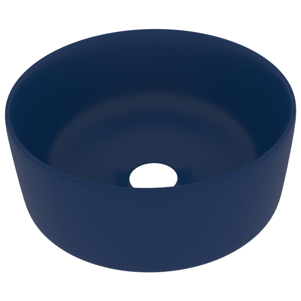 vidaXL Luxury Wash Basin Round Matt Dark Blue 40x15 cm Ceramic