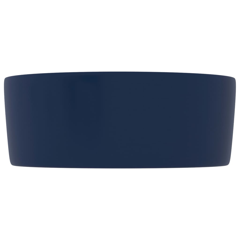vidaXL Luxury Wash Basin Round Matt Dark Blue 40x15 cm Ceramic