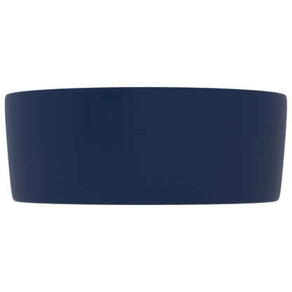vidaXL Luxury Wash Basin Round Matt Dark Blue 40x15 cm Ceramic