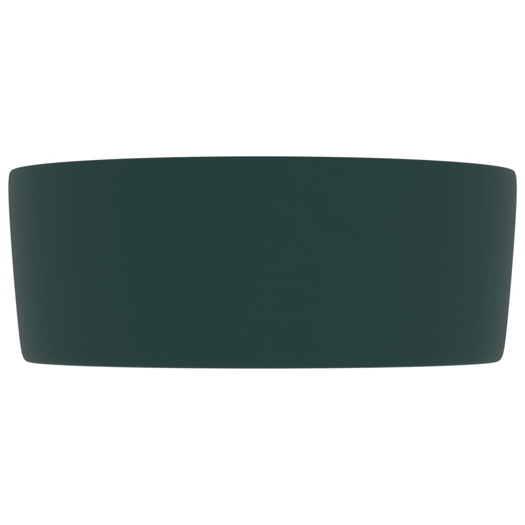 vidaXL Luxury Wash Basin Round Matt Dark Green 40x15 cm Ceramic