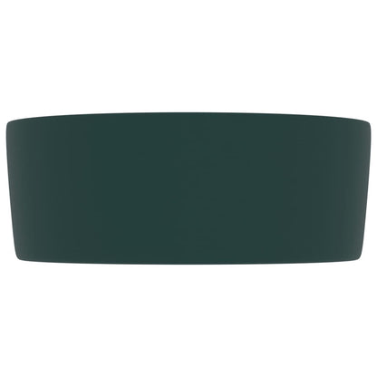 vidaXL Luxury Wash Basin Round Matt Dark Green 40x15 cm Ceramic