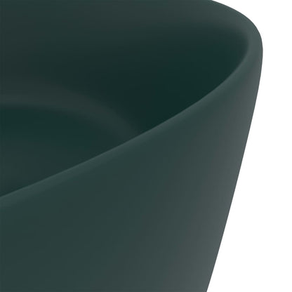 vidaXL Luxury Wash Basin Round Matt Dark Green 40x15 cm Ceramic