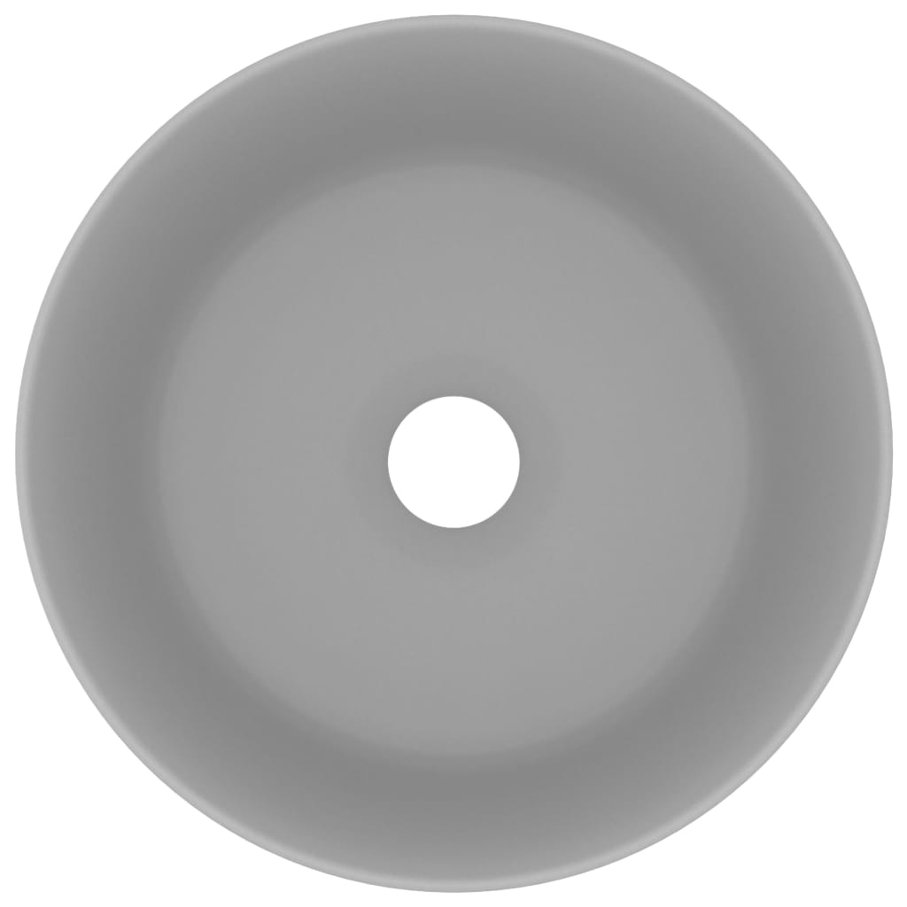 vidaXL Luxury Wash Basin Round Matt Light Grey 40x15 cm Ceramic