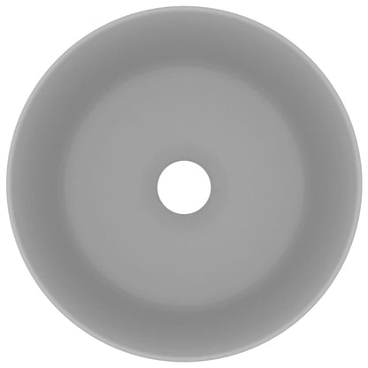 vidaXL Luxury Wash Basin Round Matt Light Grey 40x15 cm Ceramic