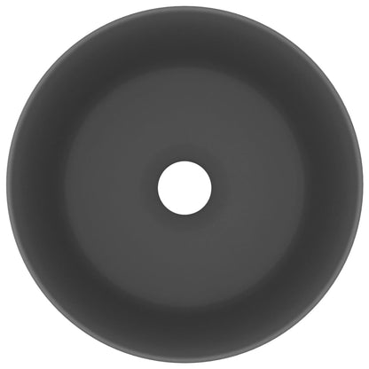 vidaXL Luxury Wash Basin Round Matt Dark Grey 40x15 cm Ceramic