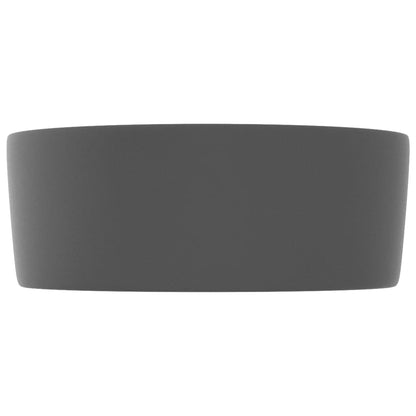 vidaXL Luxury Wash Basin Round Matt Dark Grey 40x15 cm Ceramic