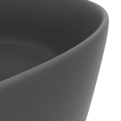 vidaXL Luxury Wash Basin Round Matt Dark Grey 40x15 cm Ceramic