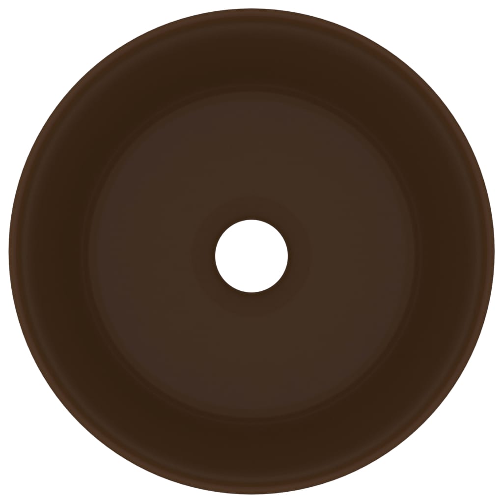 vidaXL Luxury Wash Basin Round Matt Dark Brown 40x15 cm Ceramic