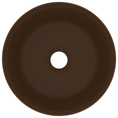 vidaXL Luxury Wash Basin Round Matt Dark Brown 40x15 cm Ceramic