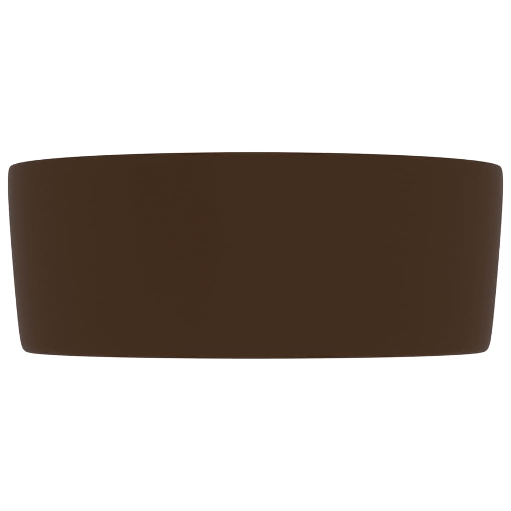 vidaXL Luxury Wash Basin Round Matt Dark Brown 40x15 cm Ceramic