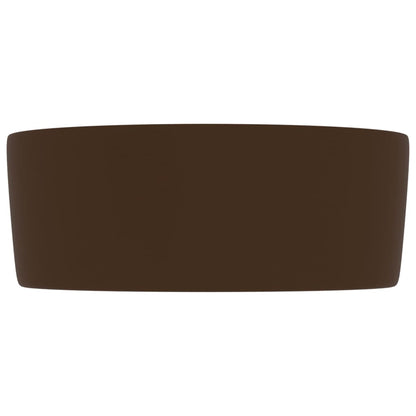 vidaXL Luxury Wash Basin Round Matt Dark Brown 40x15 cm Ceramic