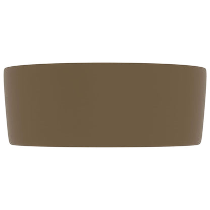 vidaXL Luxury Wash Basin Round Matt Cream 40x15 cm Ceramic