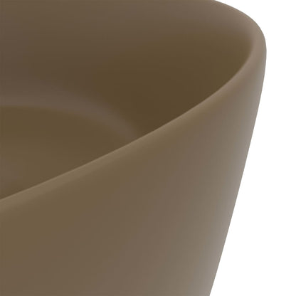 147018 vidaXL Luxury Wash Basin Round Matt Cream 40x15 cm Ceramic