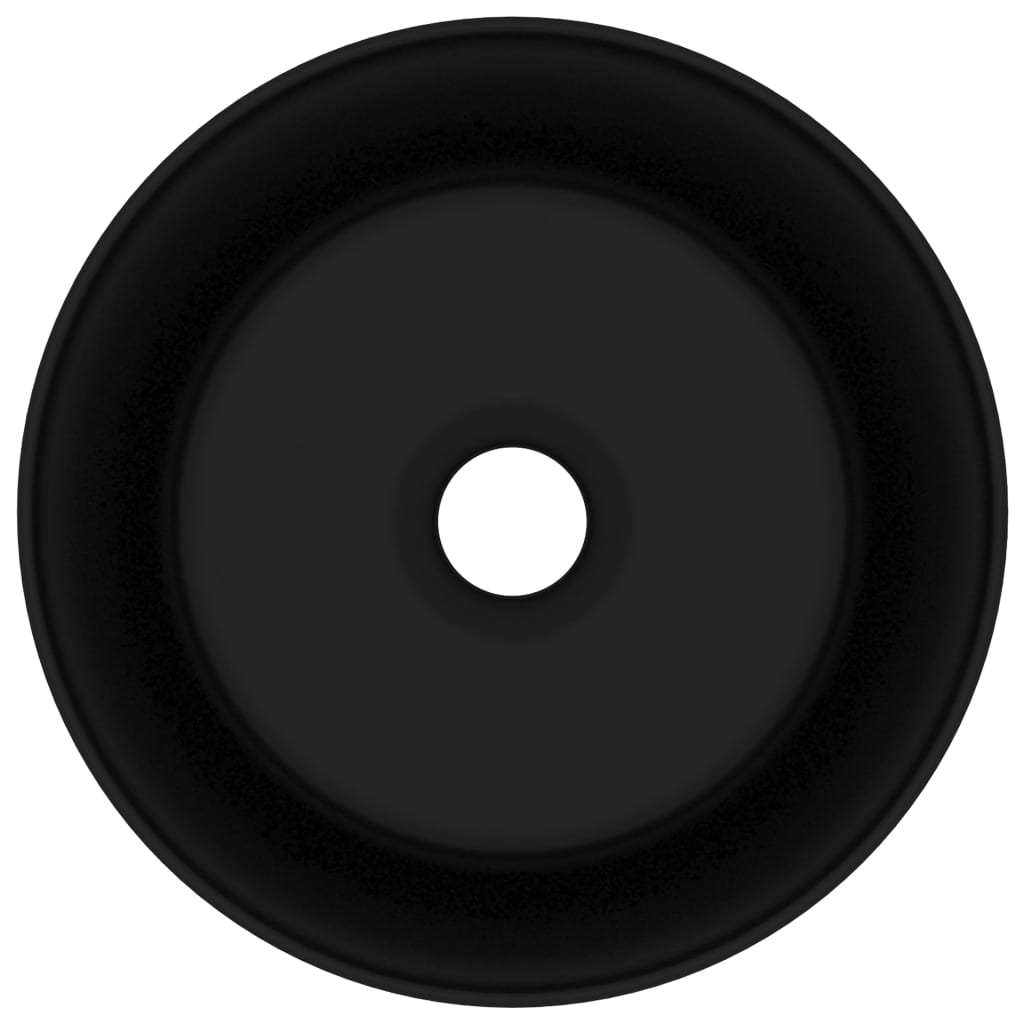 vidaXL Luxury Wash Basin Round Matt Black 40x15 cm Ceramic