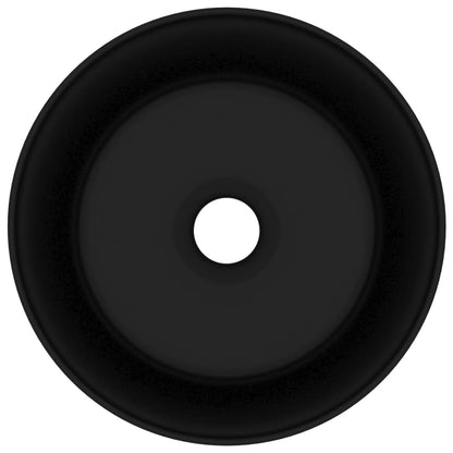 vidaXL Luxury Wash Basin Round Matt Black 40x15 cm Ceramic
