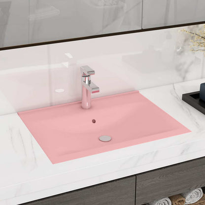 147021 vidaXL Luxury Basin with Faucet Hole Matt Pink 60x46 cm Ceramic