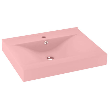 147021 vidaXL Luxury Basin with Faucet Hole Matt Pink 60x46 cm Ceramic