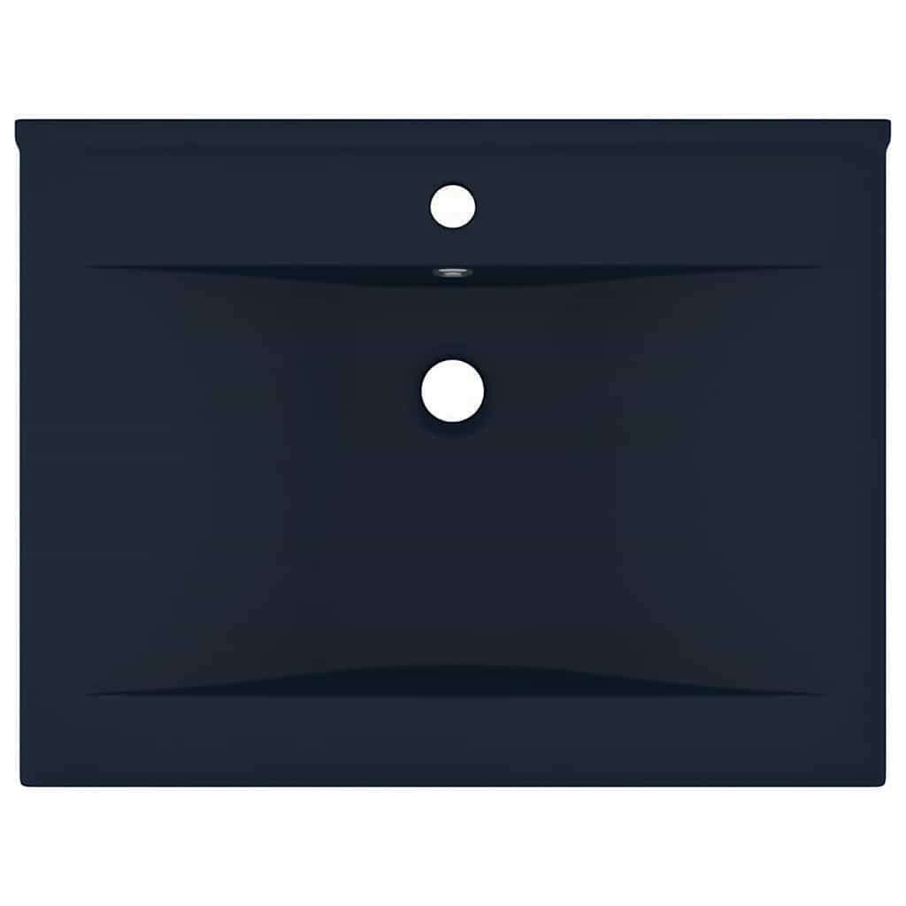 vidaXL Luxury Basin with Faucet Hole Matt Dark Blue 60x46 cm Ceramic