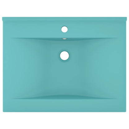 vidaXL Luxury Basin with Faucet Hole Matt Light Green 60x46 cm Ceramic