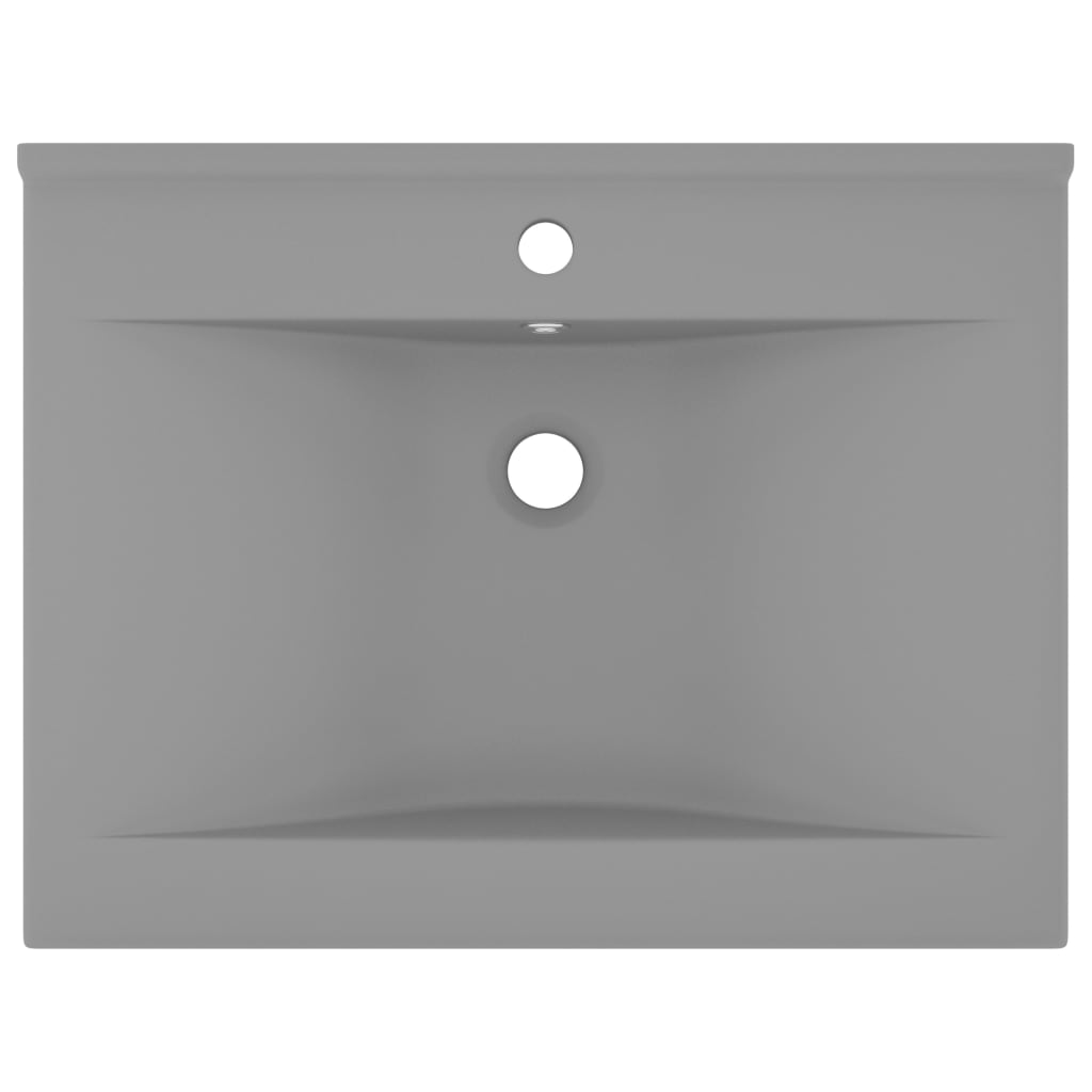vidaXL Luxury Basin with Faucet Hole Matt Light Grey 60x46 cm Ceramic