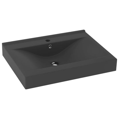 vidaXL Luxury Basin with Faucet Hole Matt Dark Grey 60x46 cm Ceramic