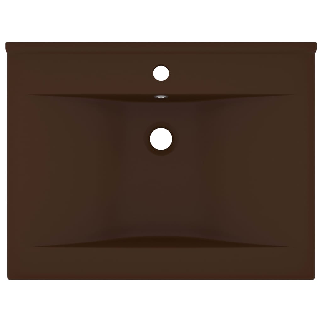vidaXL Luxury Basin with Faucet Hole Matt Dark Brown 60x46 cm Ceramic