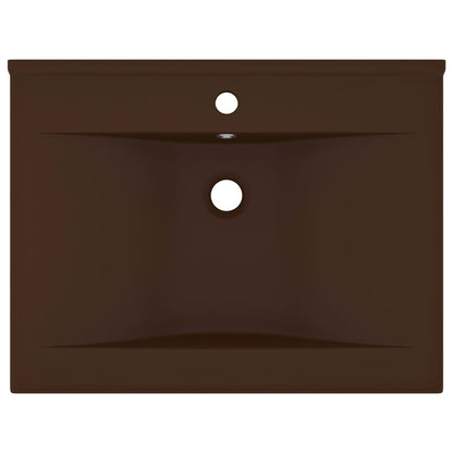 vidaXL Luxury Basin with Faucet Hole Matt Dark Brown 60x46 cm Ceramic