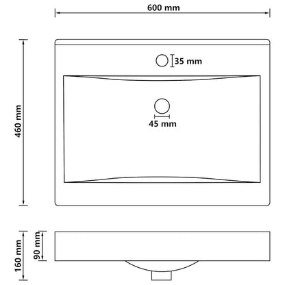 vidaXL Luxury Basin with Faucet Hole Matt Black 60x46 cm Ceramic