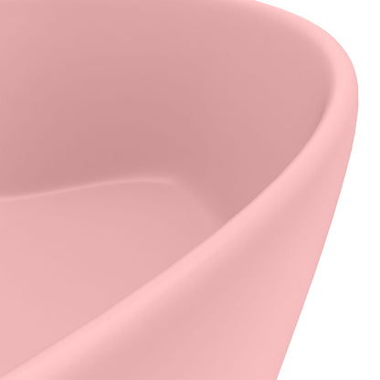 147032 vidaXL Luxury Wash Basin with Overflow Matt Pink 36x13 cm Ceramic