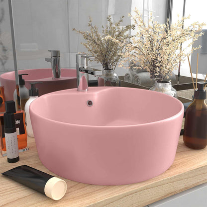 147032 vidaXL Luxury Wash Basin with Overflow Matt Pink 36x13 cm Ceramic