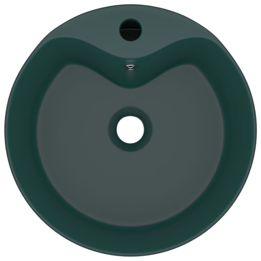vidaXL Luxury Wash Basin with Overflow Matt Dark Green 36x13 cm Ceramic