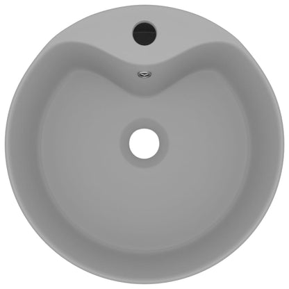 vidaXL Luxury Wash Basin with Overflow Matt Light Grey 36x13 cm Ceramic