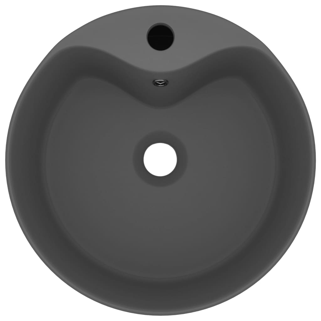 vidaXL Luxury Wash Basin with Overflow Matt Dark Grey 36x13 cm Ceramic