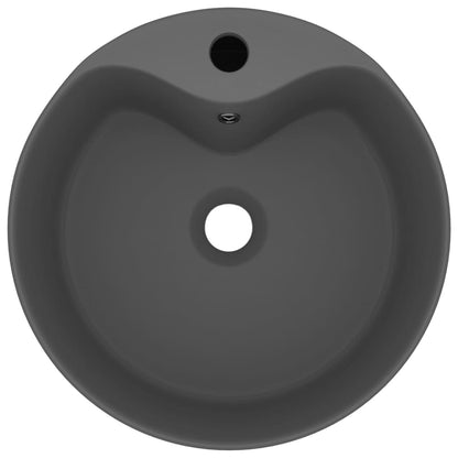 vidaXL Luxury Wash Basin with Overflow Matt Dark Grey 36x13 cm Ceramic