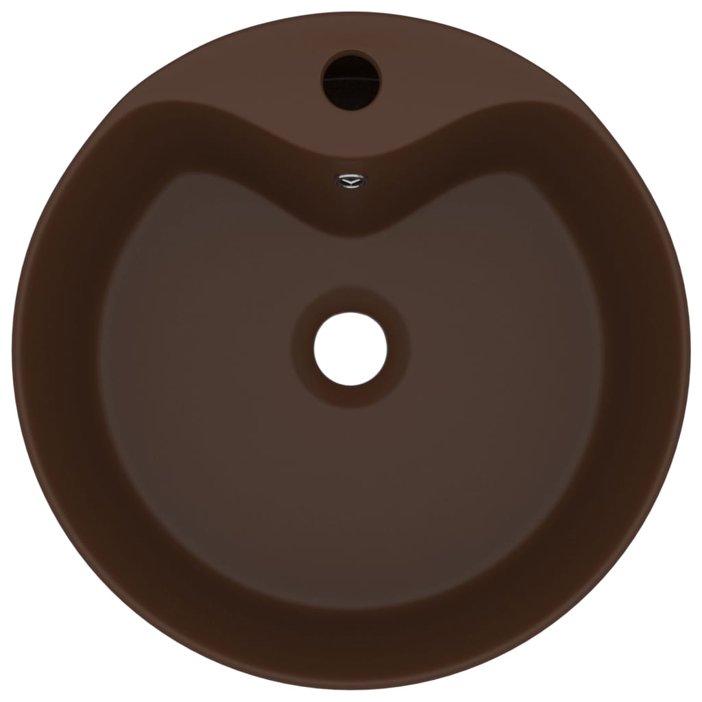 vidaXL Luxury Wash Basin with Overflow Matt Dark Brown 36x13 cm Ceramic