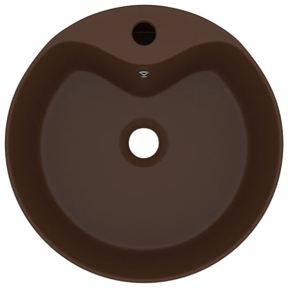 vidaXL Luxury Wash Basin with Overflow Matt Dark Brown 36x13 cm Ceramic