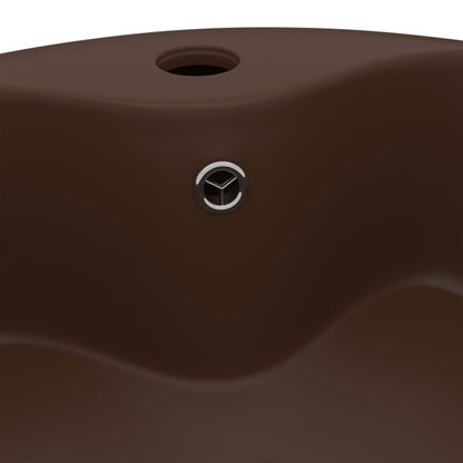 vidaXL Luxury Wash Basin with Overflow Matt Dark Brown 36x13 cm Ceramic