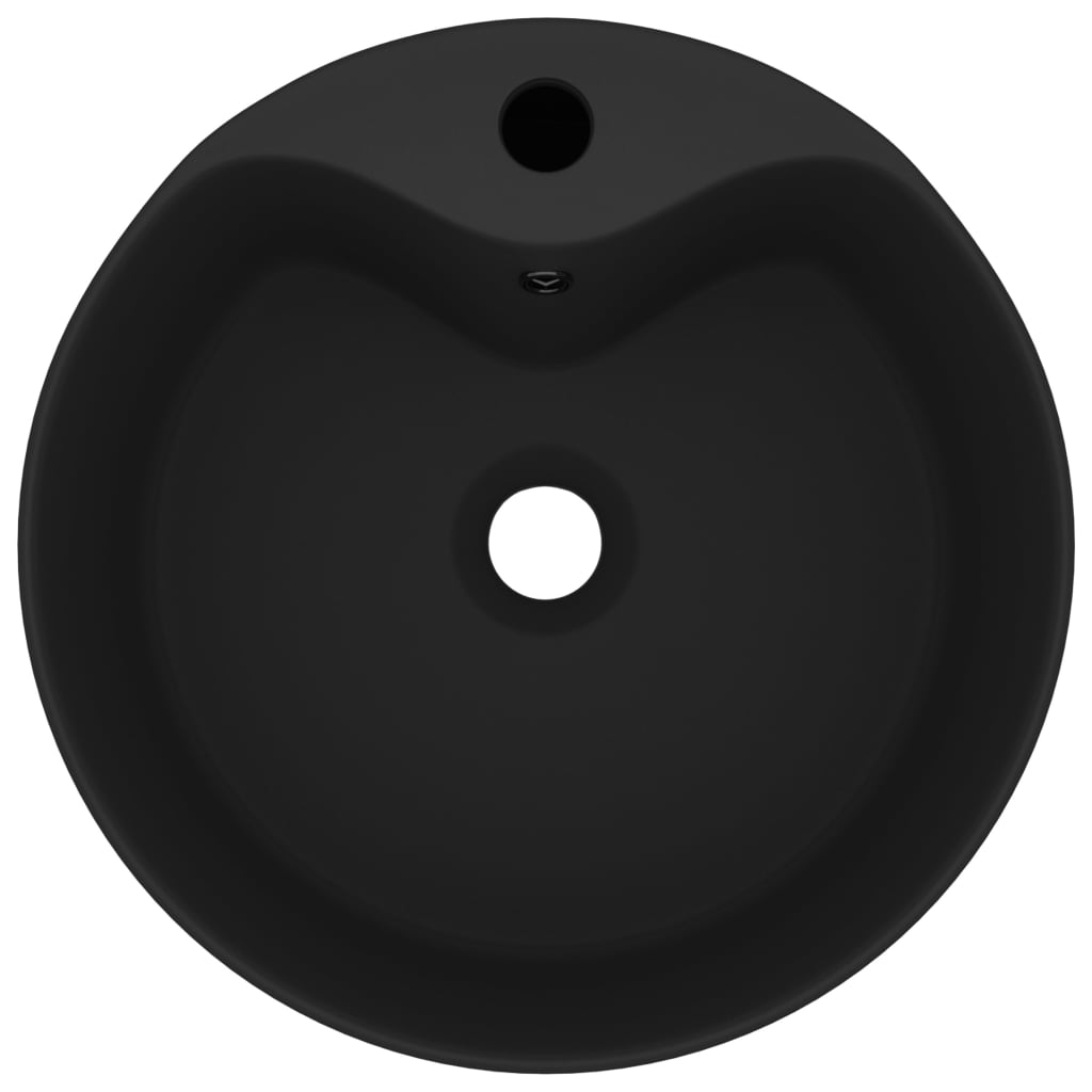 vidaXL Luxury Wash Basin with Overflow Matt Black 36x13 cm Ceramic