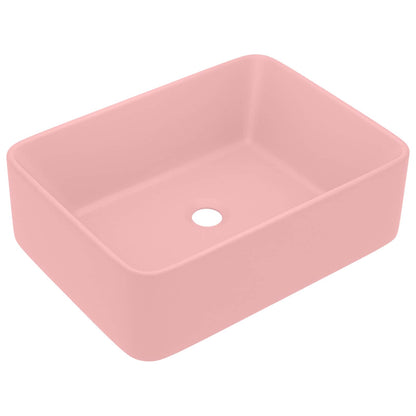 147043 vidaXL Luxury Wash Basin Matt Pink 41x30x12 cm Ceramic