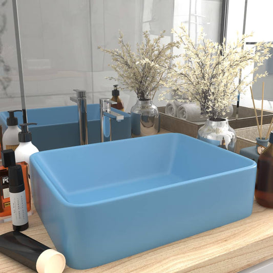 147044 vidaXL Luxury Wash Basin Matt Light Blue 41x30x12 cm Ceramic
