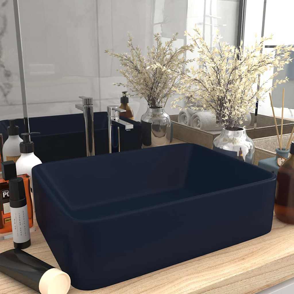 vidaXL Luxury Wash Basin Matt Dark Blue 41x30x12 cm Ceramic